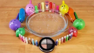 Mixing Makeup, Mini Glitter and Pom Poms Into Clear Slime ! RELAXING SLIME WITH BALLOONS ! Part 3