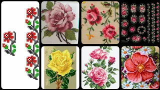 Floral cross stitch Hand embroidery  thick cotton / Beautifull Hand cross stitch