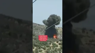 Footage shows the moment before a firefighting plane crashed and burned in Evia, Greece