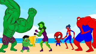 FAMILY CONTEST! HULK Family Vs SPIDER-MAN Family : Who Will Win? | Super Heroes Animation