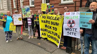 Protesters against a nuclear waste dump gather outside Lincolnshire County Council