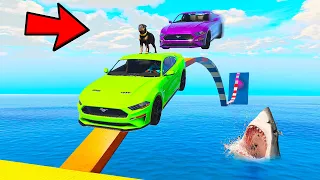 GTA 5: MUSCLE CAR WATER RACE WITH CHOP & BOB