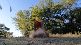 Outhouse explosion with Tannerite - Slow motion and reverse