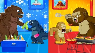 POOR BABY GODZILLA Vs KONG LIFE: GODZILLA & KONG Fire and Ice | Godzilla Cartoon Animation