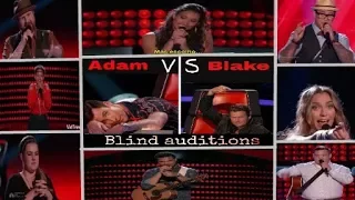 The voice usa adam vs blake blind auditions funny moments judges perform