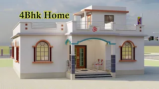 घर का डिजाइन 4 बेडरूम के साथ I Beautiful House Design For Village and city  I Simple colour House