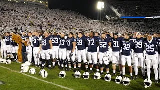 Penn State football sings the Alma Mater after beating Michigan in the Whiteout