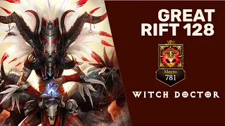 Диабло 3 ВП 128 КОЛДУН СОЛО | DIABLO 3 GREAT RIFT LVL 128 WITCH DOCTOR SOLO | RANK 781