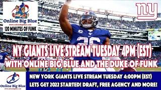 New York Giants Live Stream Tuesday 4:00pm (EST) Lets get 2022 started! Draft, Free Agency and more!