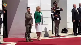 Ukraine and Slovakia National Anthem | Zelenskyy Welcoming Ceremony