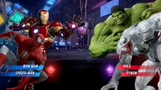 IronMan & SpiderMan Vs Hulk & Venom [Very Hard] AI Marvel Capcom infinite