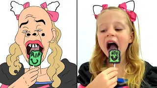 Nastya Collects Candy For Halloween Drawing Meme | Nastya