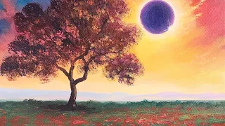 How to Paint an Eclipse Landscape Acrylic Painting LIVE Tutorial