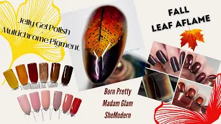 Ombre Jelly Leaf 🍁 Born Pretty + SheModern | Swatches + Stamping | Multichrome Nail Art Tutorial DIY