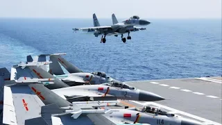 China's first aircraft carrier Liaoning and its formation training in South China Sea