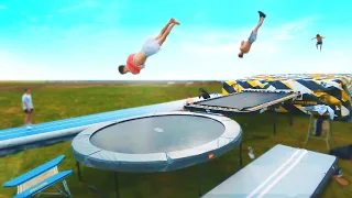 I Hired PRO Athletes To Test My Home Trampoline Park!