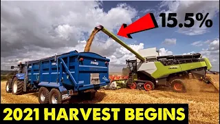 HARVEST 2021 WITH A WHOLE NEW SETUP | NEW COMBINE AND TRAILER FIRST DAY | #CRAWFORDFARMS #078