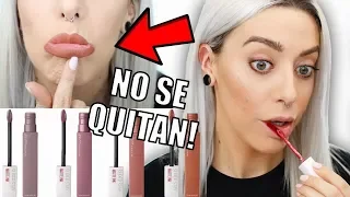 LOS LABIALES LÍQUIDOS ECONÓMICOS MÁS DURADEROS! | Maybelline Matte Ink Nude review y demo