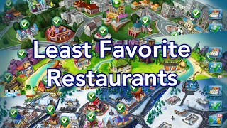 Cooking Fever - My 5 Least Favorite Restaurants 2022