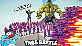 JACK100x SPIDERMAN+ 1x GIANT HULK vs OGGY EVERY GODS! - Totally Accurate Battle Simulator TABS