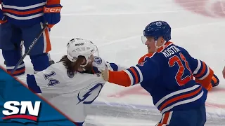 Klim Kostin Fights Patrick Maroon As Tempers Flare Between Oilers And Lightning