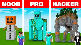 Minecraft NOOB vs PRO vs HACKER: GOLEM STATUE HOUSE BUILD CHALLENGE in Minecraft Animation