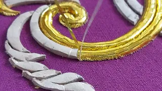 #HOWTOEMBROID| EMBROIDERING WITH THE USE OF FLAT METAL THREAD|| Mels vlog💚