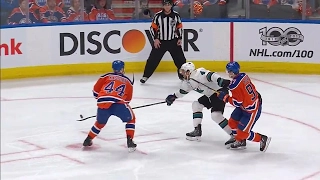 Kassian with a thunderous hit on Dillon