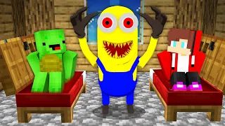 Why Creepy MINION scares Mikey and JJ in their Beds in Security House    Minecraft Maizen