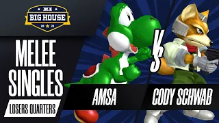 aMSa (Yoshi) vs Cody Schwab (Fox) - Melee Singles Losers Quarters - The Big House 11
