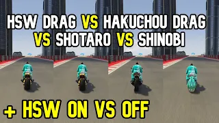 Gta 5 HSW Hakuchou Drag Vs Shotaro Vs Shinobi - HSW Enabled Vs Disabled Gta online