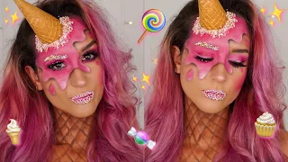 Melted Ice Cream Cone Candy Makeup Halloween Tutorial | Hannah Dorman