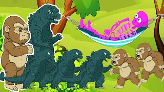 Various Godzilla vs kong skeleton skullcrawler: Shin king of the monsters, chibi Animation Cartoon