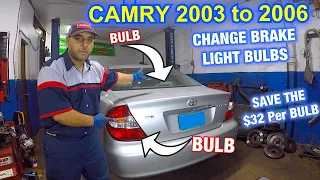 How to replace brake lights on Toyota Camry 2003 to 2006, Brake Bulb Change  DIY