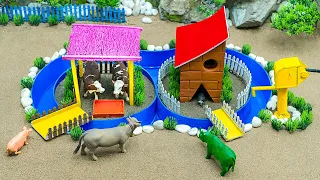 DIY mini Farm Diorama with Amazing Pool | how to make cow shed | hand pump Supply Water for Animals