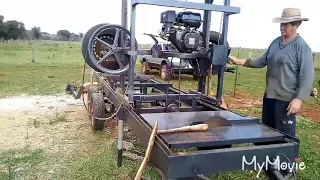 Homemade bandsaw Mill.. Blockbandsäge. Пилорама своими руками.