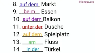 Wo bist du? - auf dem Markt, am Fluss, im Bett, in der Stadt, bei dir, in der Küche unter der Dusche