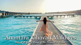 Anantara Kihavah Maldives - Aerial & Jetty Views of Overwater Villas.