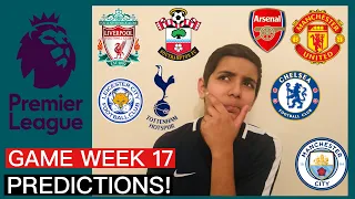 Premier league game week 17 predictions