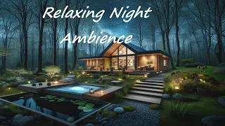 Spring Forest Cabin Ambience | Night Ambience | Owls, crickets, wolfs, Kio pound