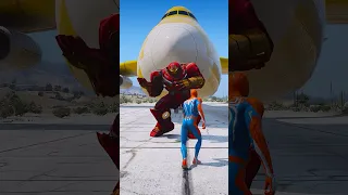 GTA V : SUPERHERO VS HULKBUSTER PLANE MATCH, WHO IS THE STRONGEST ? 😲 #shorts #gta5