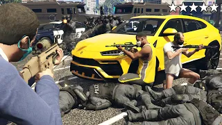 GTA 5 - Michael, Franklin and Trevor VS 5 Stars Cop Chase! (Funny Moments)