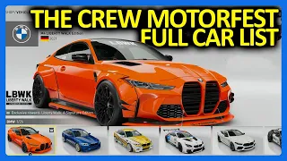 The Crew Motorfest : FULL CAR LIST + DLC CARS!!!