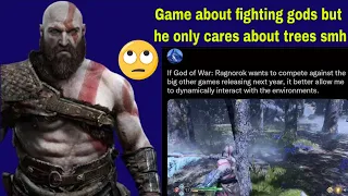 Gamer says God of War Ragnarok wont succeed if you cant destroy trees that's hit with the axe SMH