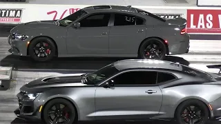 Hellcat vs ZL1 Camaro - drag racing