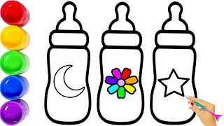 Drawing Baby Milk Feeding Bottles 🍼 Cute & Easy Baby Milk Feeding Bottles Drawing