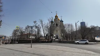 Владивосток от Покровского парка до Спортивной набережной (14 апреля 2024).