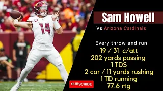 Sam Howell every throw and run  | Washington Commanders vs Arizona Cardinals | week 1 |