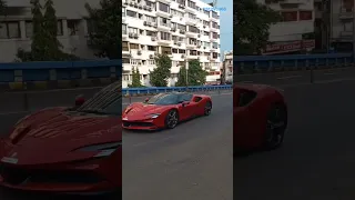 MUKESH AMBANI ENTRY IN HIS NEW FERRARI SF90 WITH POLICE SECURITY IN MUMBAI #SHORTS#INDIA#MUMBAI#CARS