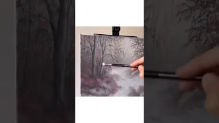 Painting a winter waterfall landscape using acrylics. #short #acrylicpainting #paintingtutorial